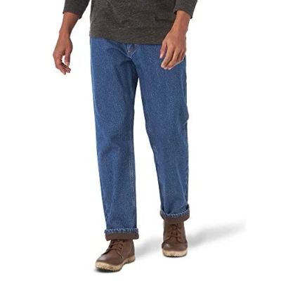 Abbildung von Wrangler Authentics Mens Fleece gefütterte 5 Pocket Pants mit Taschen Lssige Hose, Stonewash, 32W x 32L