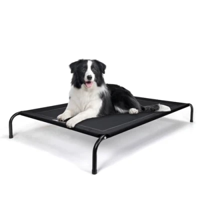 Abbildung von Nobleza Hundeliege Outdoor, Erhöhtes Hundebett Hunde, für Draußen Camping, Kühlendes Hund Haustierbett, Haustierliege Waschbar und Robuster, Schwarz, L, 124x90x20CM