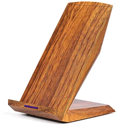 Abbildung von GreatCool Holzmaserung Wireless Charger mit 2 Spulen,Induktive Ladegerät qi Charging Fast Ladestation Induktionsladegerät 10W 5W für iPhone X/8/8 Plus Samsung Galaxy S9/S8/S7/S6 Edge