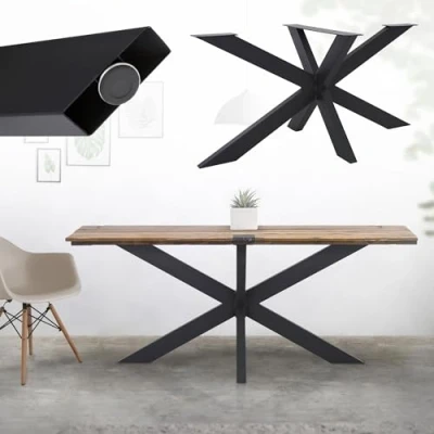 Abbildung von ML Design Tischbein Tischgestell Spider Kreuzgestell Schwerlast aus Stahl für DIY, Tischfüße X 78x71x120 cm Schwarz Industriedesign