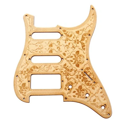 Abbildung von Alnicov 11 Loch Holz Gitarre Pickguard Ahornholz mit dekorativem Blumenmuster für ST E Gitarren (SSH)