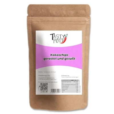 Abbildung von Tasty Pott Kokoschips, geröstet und gesüßt I Müsli Topping Kokosnuss Getrocknete Früchte Vegane Küche Curry &amp; Chutney Kochen Muffins backen Im Beutel 1000g