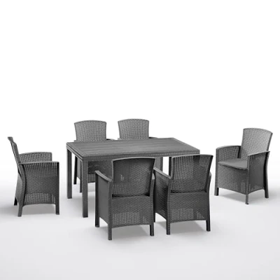 Abbildung von BICA Lido Gartenmöbel Set 6 Stühle mit Tisch Houston in Anthrazit Garten Sitzgruppe gemütlichen Stühlen Pflegeleicht &amp; wetterfest Armlehnen für optimalen Komfort Balkon Terrasse