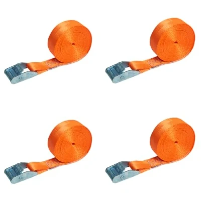 Abbildung von 4er Set 4m Spanngurt mit Klemmschloss orange Befestigungsgurt Schnellspanngurt 25mm breit Klemmschlossgurt einteiliger Zurrgurt 350daN