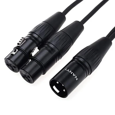 Abbildung von NANYI XLR Splitterkabel, Mikrofonkabel zu Patchkabel, 3 Pin Stecker Dual Buchse Y Kabel Adapter DMX Patchkabel mit sauerstofffreiem Kupfer, (0,5 Meter /1.6Feet)