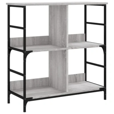 Abbildung von vidaXL Bücherregal, Bücherschrank mit 4 Fächern, Regal verstellbaren Beinen, Standregal Aktenregal für Wohnzimmer Büro, Grau Sonoma Holzwerkstoff
