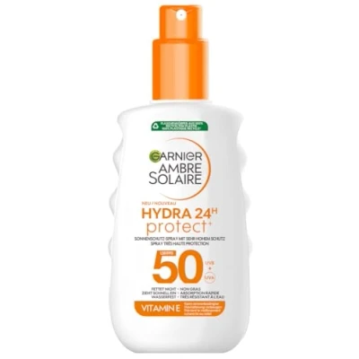 Abbildung von Garnier Ambre Solaire Hydra Protect+ 24h LSF 50 Sonnenschutz Spray, Schutz vor UVA und UVB, mit Vitamin E, 150 ml