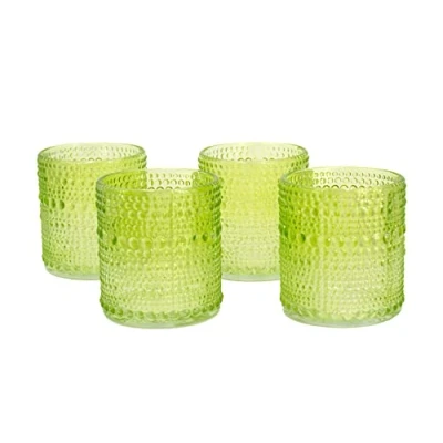Abbildung von Creativery Teelichtgläser 7x8 cm 4 Stück Teelichthalter Glas Farbauswahl: maigrün 550 / lindgrün/hellgrün