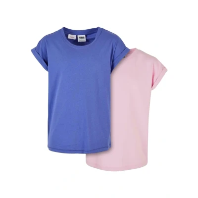 Abbildung von Urban Classics Organic Extended Shoulder 2PACK Tshirt basic für Kinder, Größe: 122/128, Purpleday girlypink