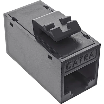 Abbildung von 8er Pack InLine® Keystone RJ45 Buchse/Buchse, ungeschirmt, Cat.6A, schwarz