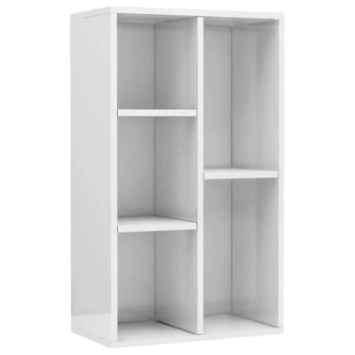 Abbildung von vidaXL Sideboard Bücherregal, Bücherschrank mit 5 Fächern, Wandregal Standregal für Wohnzimmer, Regal Büroregal Aktenregal, Hochglanz Weiß Holzwerkstoff