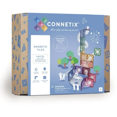 Abbildung von Connetix Magnetspielbausteine Kugelbahn Pastel Ball Run Expansion Pack verstärkte Magnete, (Open Play, 80 Teile), ab 3 Jahren