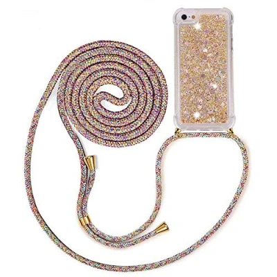 Abbildung von MXKOCO Handykette kompatibel mit iPhone 6/6s Glitzer Flüssig Bewegende Treibsand Hülle Band Umhängetaschen+Hüllen Umhängeband Handykordel Schutzhülle Stylische Kette