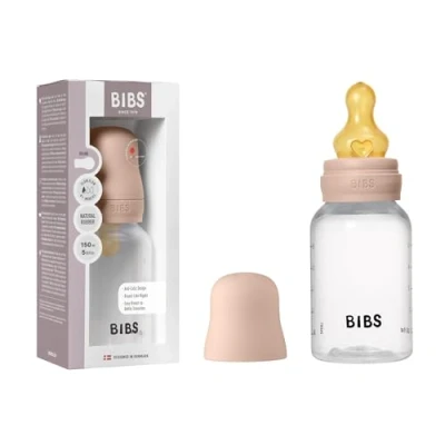 Abbildung von BIBS Babyflasche 150 ml. Sauger aus Naturkautschuk Babyflaschenset. Anti Kolik. BPA freiAnti Langsamem Fluss. leicht und einfach zu reinigen. geeignet für Neugeborene ab 0 Jahren Blush