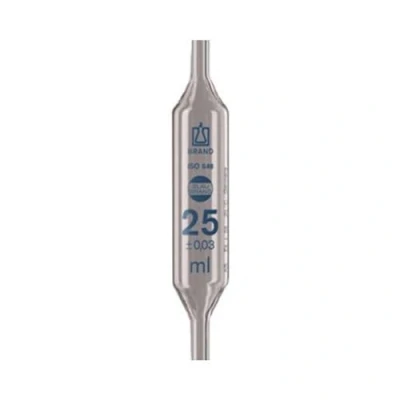 Abbildung von Brand BLAUBRAND Glas Vollpipetten, Klass AS, Blau Graduierung, Transparent (Klar), 25mL Kapazität, 6 Stück
