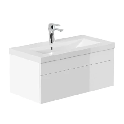 Abbildung von HOME DELUXE Badmöbel Set WANGEROOGE BIG, (Komplett set, 2 St., tlg), Softclose Funktion I Badezimmerschrank, Waschbecken