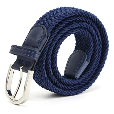 Abbildung von AnJuHoPa Mehrfarbiger elastischer Gürtel für Jungen und Mädchen 2,5 cm breit 80 lang modisch langlebig einfach zu bedienen Grau Orange