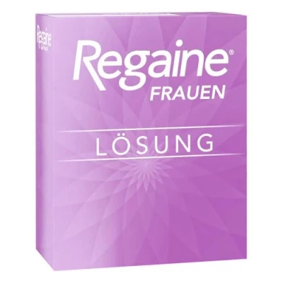 Abbildung von REGAINE Frauen Lösung stoppt erblich bedingten Haarausfall 3 Monats Packung mit 2% Minoxidil regt neues Haarwachstum an Applikatoren für gezieltes Auftragen