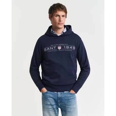 Abbildung von GANT Herren Graphic Hoodie Kapuzenpullover, Evening Blue, S