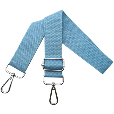 Abbildung von Taschengurte zum Wechseln Schultergurt Tasche Taschengurt Verstellbar Breit 3.8cm mit Silber Karabiner, Tragegurt für Handtaschen Damen Taschenband, Umhängegurt Taschen, Hellblau, Q13