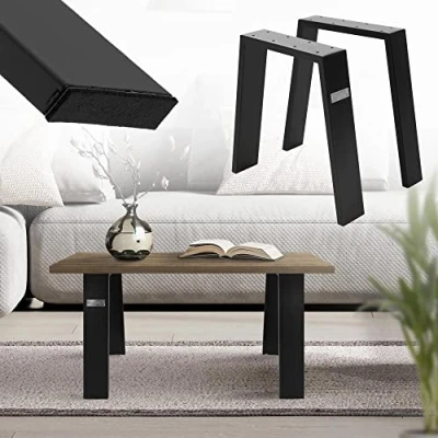 Abbildung von ML DESIGN Tischbein Tischgestell Loft 2er Set aus Stahl Industriedesign U Form, Tischkufen 44x42 cm Schwarz Profil 8x2cm Möbelfüße