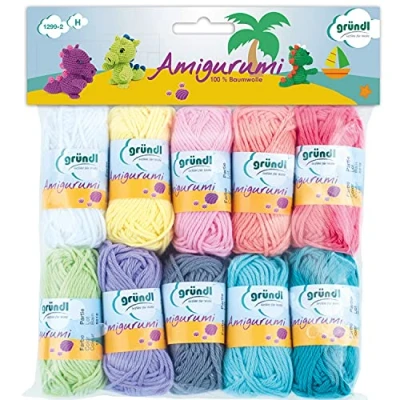 Abbildung von Gründl Baumwollgarn Amigurumi, Pastellfarben 120 g Häkelwolle