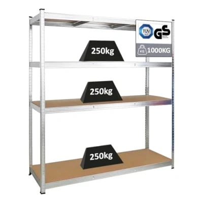 Abbildung von PROREGAL Schwerlastregal Taurus XL mit TÜV/GS Zertifizierung 180x160x60cm Gesamtlast 1000kg Verzinkt Kellerregal, Steckregal, Garagenregal, Lagerregal