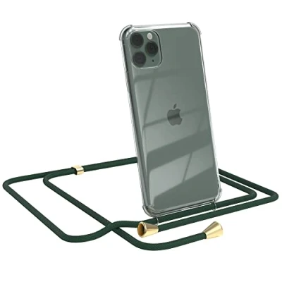 Abbildung von EAZY CASE Handykette kompatibel mit iPhone 11 Pro Max Handyhülle Umhängeband, Handykordel Schutzhülle, Silikonhülle, Hülle Band, Stylische Kette für Smartphone, Grün