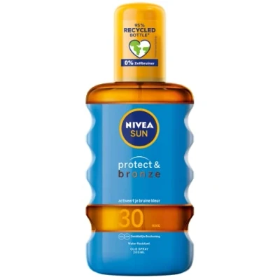 Abbildung von Nivea Sonnenschutz &amp; Bronzeöl Spray LSF 30 (200 Ml) In Der Sonne.