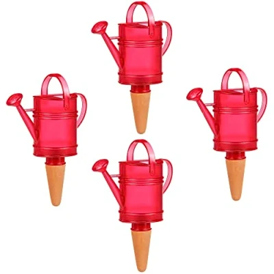 Abbildung von Scheurich Wasserspender Nelly 4X Rot 110 ml Füllmenge Bewässerungskugel klein mit Ton Fuß Pflanzen und Blumen Terrakotta Stiel
