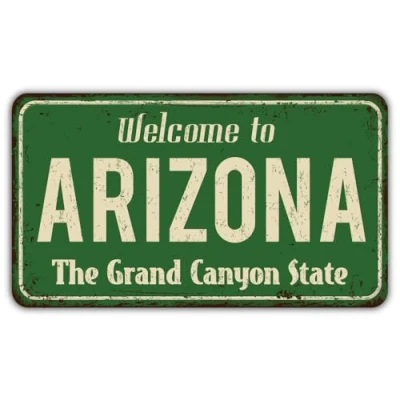 Abbildung von 11cm 2xHochwertiger Auto Aufkleber Sticker Decal Autoaufkleber Folie Wunschtext Arizona Staat USA Emblem G1156