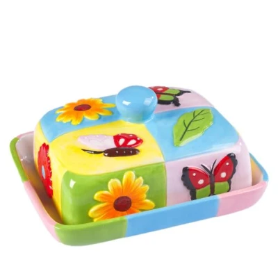Abbildung von genialo Butterdose &quot;Frühling&quot;, Butterglocke Butterbox, Kunststein