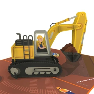 Abbildung von MOKIO® Pop Up Karte Baustelle mit Bagger 3D Grußkarte zum Geburtstag, Geburtstagskarte für Mädchen und Jungen