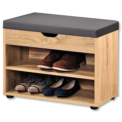 Abbildung von Kesper Schuhschrank mit Sitzkissen, Material: Faserplatte, Maße: B60 x H45 cm L30 cm, Farbe: Braun 15924 13