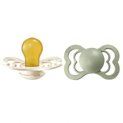 Abbildung von BIBS Supreme Schnuller 2er Pack, BPA frei, Symmetrischer Nippel. Naturkautschuk/Latex, Hergestellt in Dänemark. 6 18 Monate (2er Pack), Ivory/Sage