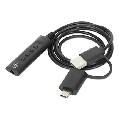 Abbildung von Manhattan 2 in 1 Audioadapterkabel USB C &amp; A auf Aux / 3,5 mm Klinke