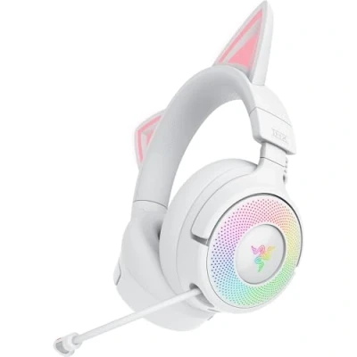 Abbildung von Razer Kraken Kitty V3 Pro Kabelloses RGB Headset für Gaming Reaktive Streaming Katzenohren Triforce 40mm Treiber Hyperspeed Wireless &amp; Bluetooth THX Spatial Audio Weiß