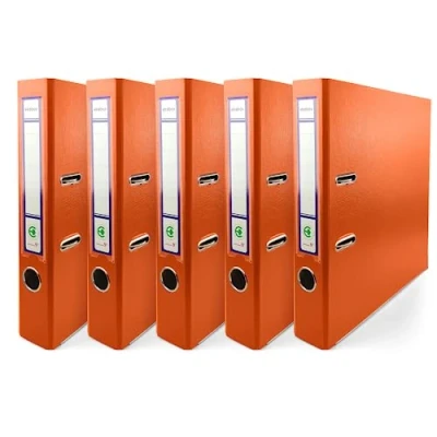 Abbildung von Netuno 5x Ring Buch orange DIN a4 2 Mechanik 5cm Ringmappe schmaler Aktenordner schmal dünn Kunststoffordner einfarbig Ordner Dokumente Ringbuch Schulordner