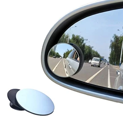 Abbildung von Toter Winkel Spiegel von Beeway®, runder, rahmenloser, 360 drehbarer, verstellbarer HD Glas Spiegel, konvex, für Autos, LKWs, SUVs, Verkehrssicherheit 2 Stück