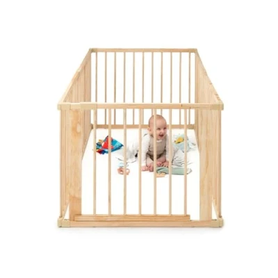 Abbildung von dibea Laufgitter Baby Laufstall, Holz (6 tlg), mit Tür, Höhe 68 cm, 6 Elemente je 90 cm x