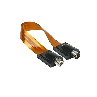 Abbildung von Good Connections SAT TV Antennenkabel Tür /Fensterdurchführung, extrem flach F Buchse an IEC /Koax Gesamtlänge 26,3cm, Flexible Länge 17,2cm