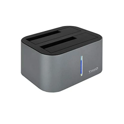 Abbildung von TOOQ TQDS 805G Dockingstation mit Dual SATA Schacht für 2,5 Zoll und 3,5 Laufwerke, USB 3.0 / 3.1 Gen1, kompatibel 2.0, Offline Clone Funktion, Grau
