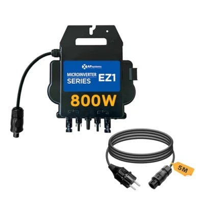Abbildung von APsystems Mikrowechselrichter mit WLAN &amp; Bluetooth, PV VDE Zertifiziert, Plug Play Wechselrichter ideal für Balkonkraftwerk (EZ1 M 600W/800W Anschlusskabel)