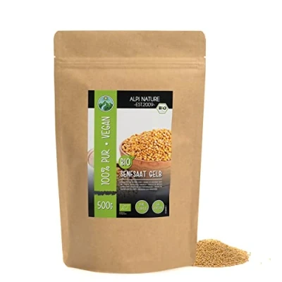Abbildung von Bio Senfkörner ganz gelb weiß (500g), Senfsaat gelb, Senfsamen aus kontrolliert biologischem Anbau, 100% natürlich, ohne Zusätze, weiss,