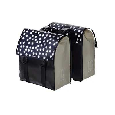 Abbildung von Doppelpacktasche Basil Urban Load 48 53 Liter 41 X 18 46 Cm Schwarz Mit Reflektierenden Punkten