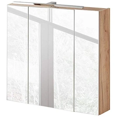 Abbildung von Lomadox Badezimmer Spiegelschrank 80 cm mit LED Beleuchtung Wotaneiche B/H/T 80/75 80/16cm