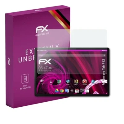 Abbildung von atFoliX Glasfolie kompatibel mit Lenovo Tab P12 Panzerfolie, 9H Hybrid Glass FX Schutzpanzer Folie