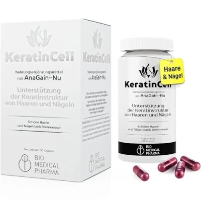 Abbildung von Haarvitamine Kapseln gegen Haarausfall Mit Biotin, AnaGain Nu, MSM, Eisen und Brennnessel Extrakt Unterstützung für Haarwachstum stärkung Vegan Allergenfrei KeratinCell (60 Kapseln)