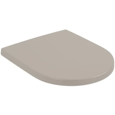 Abbildung von Villeroy &amp; Boch Subway 3.0 WC Sitz, Toilettendeckel mit Absenkautomatik, abnehmbarer Toilettensitz aus bruchsicherem Duroplast, Klodeckel Original Ersatzteil, D Form, Almond, matt