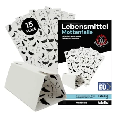 Abbildung von Novokill Lebensmittelmotten Falle 15er Giftfreie Pheromonfalle gegen Klebefalle Küche Langzeitwirkung 3 Monate Zur Befallsermittlung Sicher für Haustiere